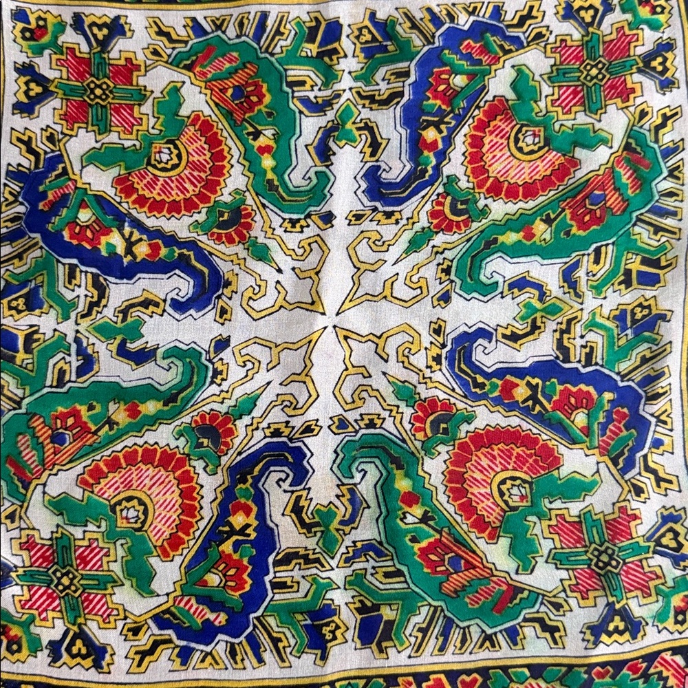 VTG Elegant Multicolor Paisley Hand-rolled Scarf Bandana VTG - Picture 9 of 14